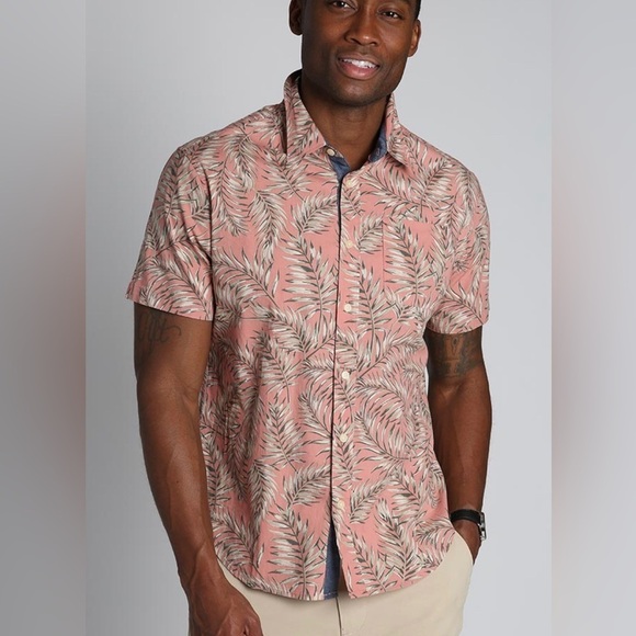 Jachs Other - Jachs NY Stretch Casual Button Down Short Sleeve Shirt Red Leaf Print Large NWT
